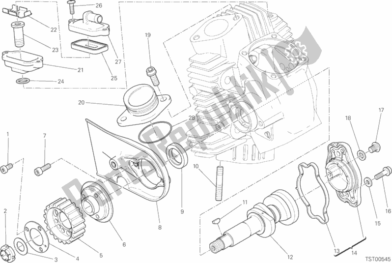 All parts for the Horizontal Head Timing System of the Ducati Monster 797 USA 2020